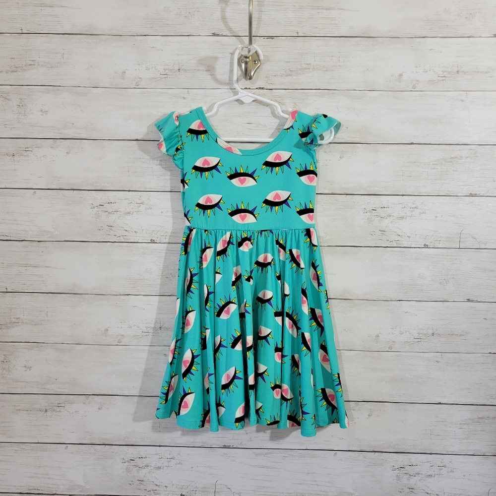 Dot Dot Smile Baby Girl Heart Eyes Colorful Twirl Dress Feels like Bamboo Sz 2T